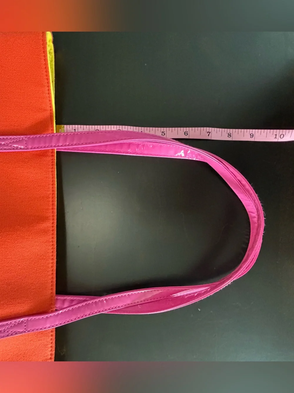 kate spade orange canvas tote with pink handles EUC